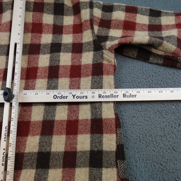 Vintage LL Bean Script Shirt Mens Large Multicolor Plaid Wool Flannel Button Up - Picture 10 of 12